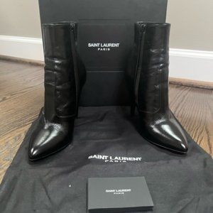 Saint Laurent Fetish 105 Black Leather Zip Ankle Boots 36 (US 6)